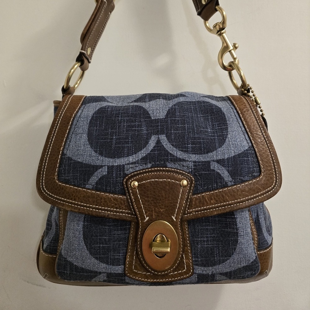 (Sold) Coach Legacy Ali Slim Flap Shoulder Bag Style 10824 Denim & Leather